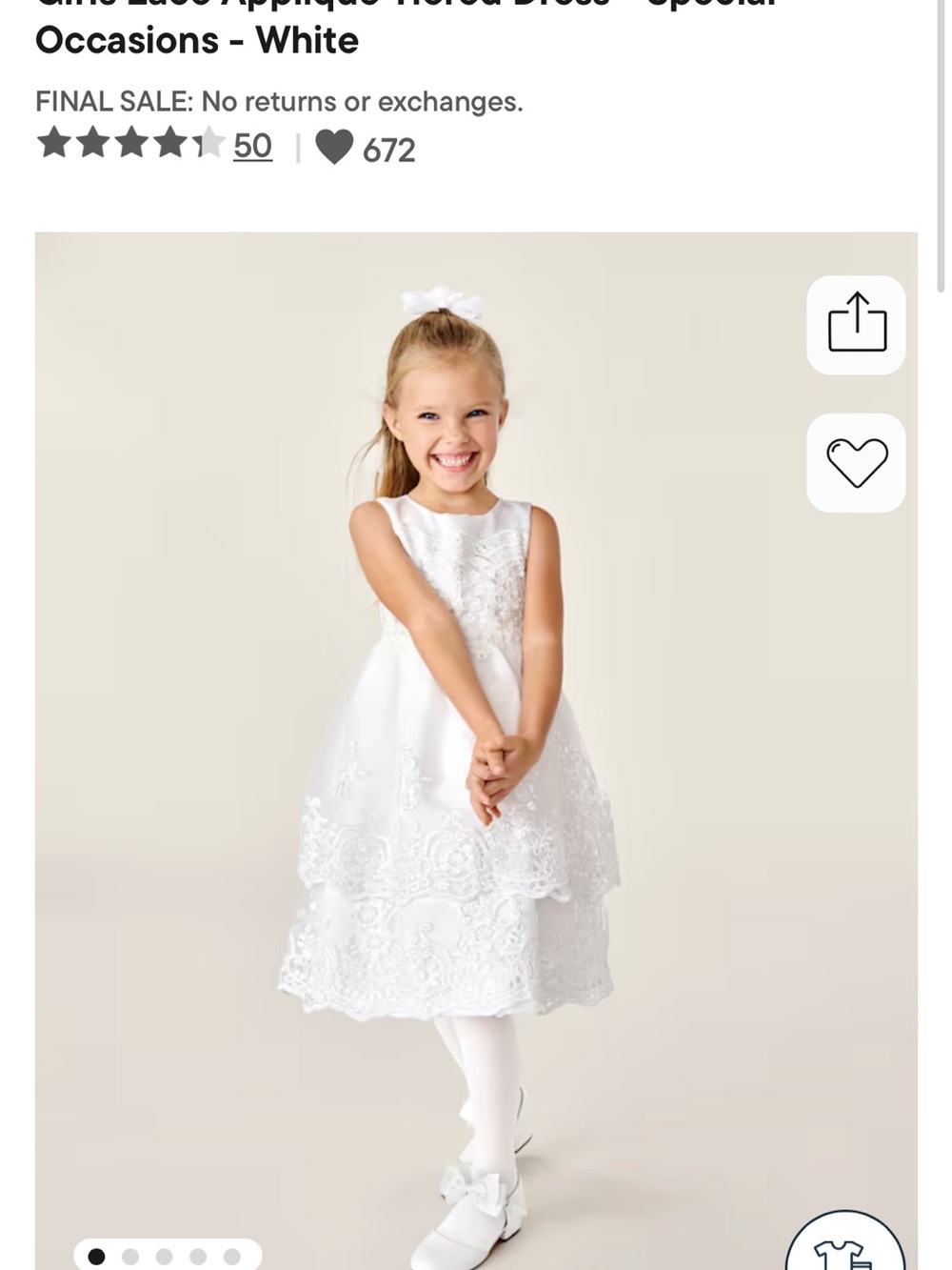 Gymboree White Lace Applique Tiered Formal Dress